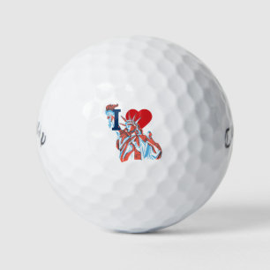 I Heart America Statue of Liberty Fourth of July Golf Balls