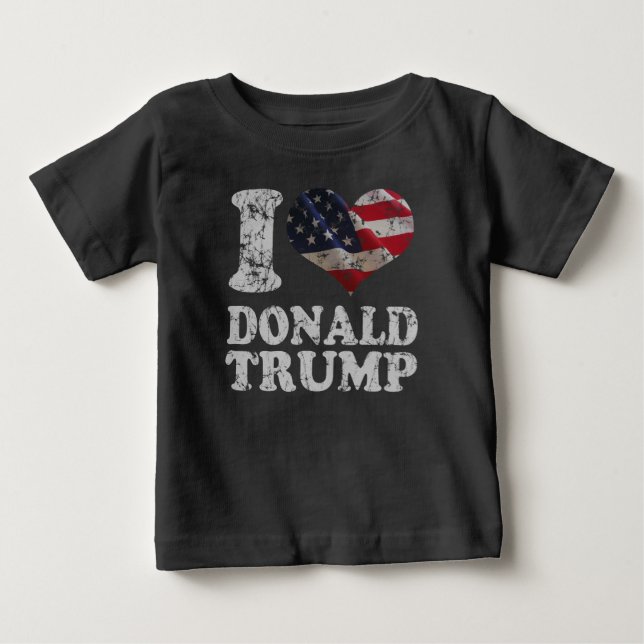 I heart American Flag Donald Trump Baby T-Shirt (Front)