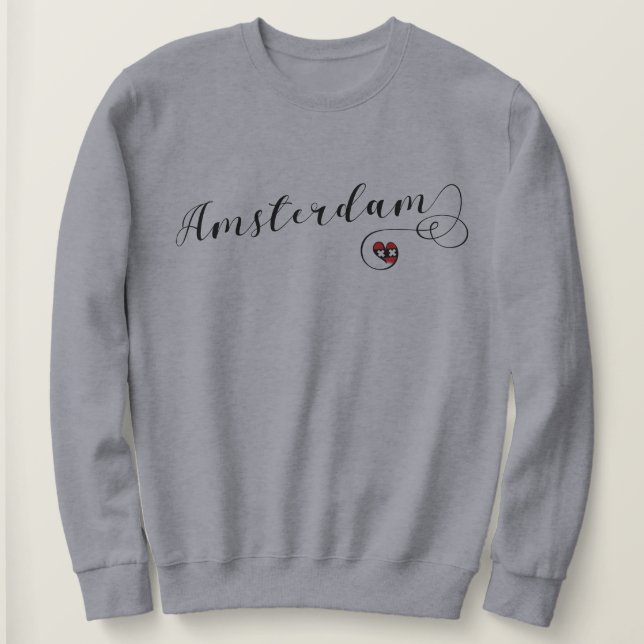 I Heart Amsterdam, Netherlands Sweatshirt (Design Front)