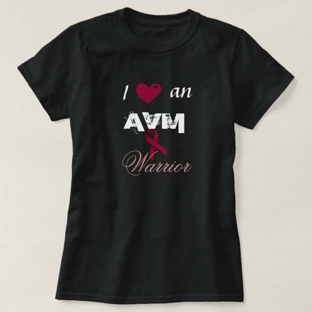 I Heart an AVM Warrior Burgundy Ribbon Shirt (Design Front)