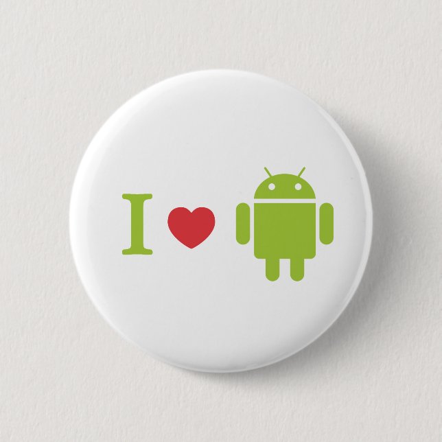 I heart Android 6 Cm Round Badge (Front)