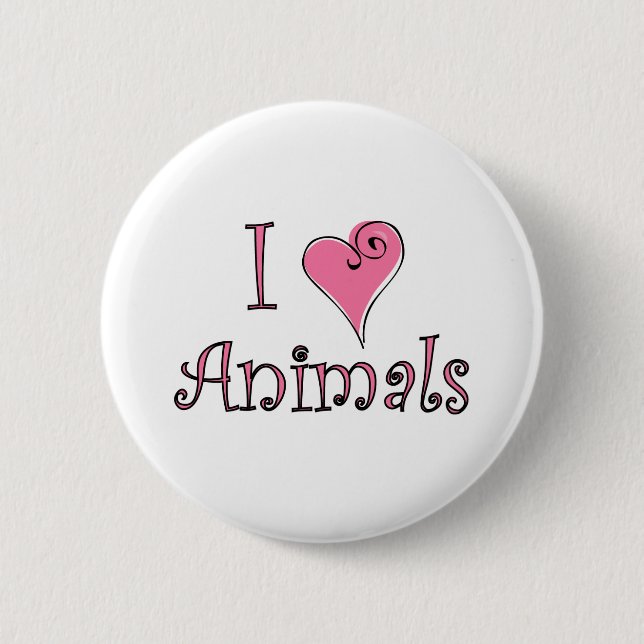I (heart) animals 6 cm round badge (Front)