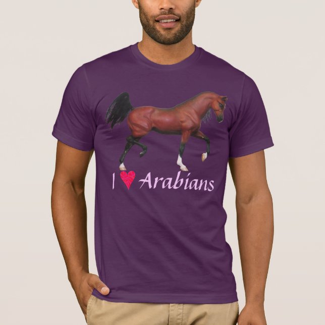 I Heart Arabians Love Arabians Horse Art Tee (Front)