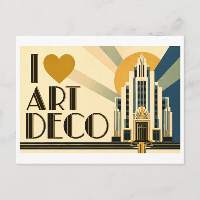 "I [Heart] Art Deco" Postcard (Front)