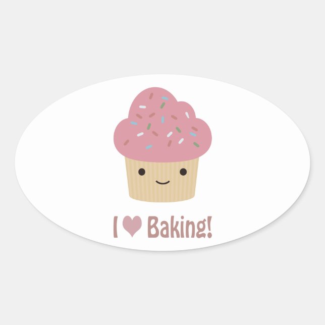 I heart baking oval sticker (Front)