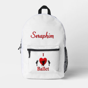 I Heart Ballet with Name Printed Backpack