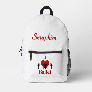 I Heart Ballet with Name Printed Backpack