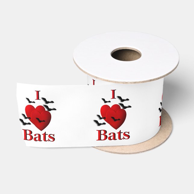I Heart Bats Satin Ribbon (Spool)