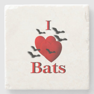 I Heart Bats Stone Coaster