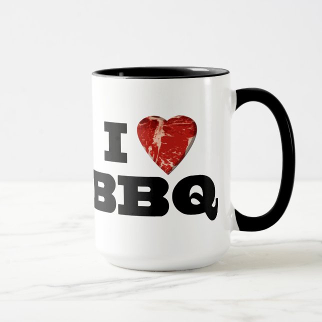 I heart BBQ, Steak Heart Shape Funny Grilling Mug (Right)