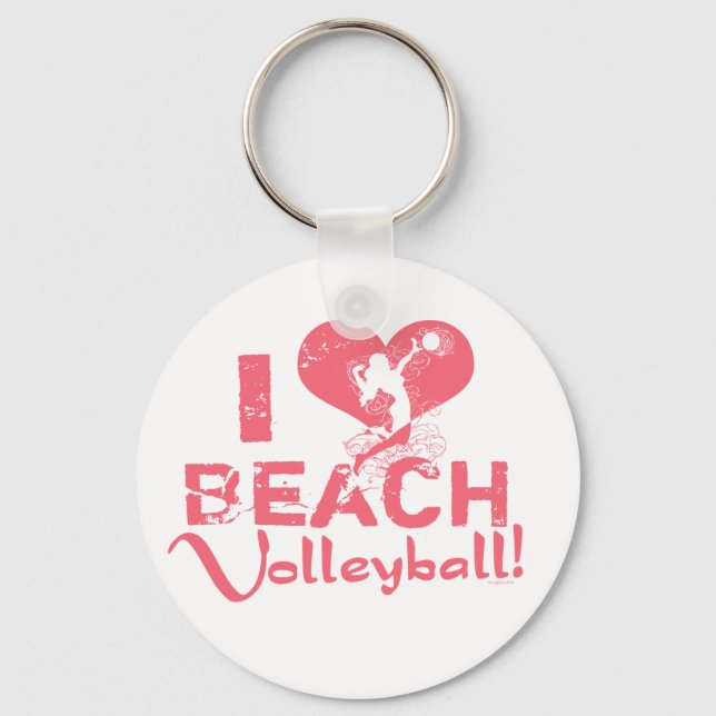 I Heart Beach Volleyball Key Ring (Front)