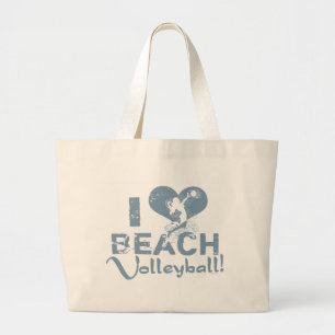 I Heart Beach Volleyball Large Tote Bag