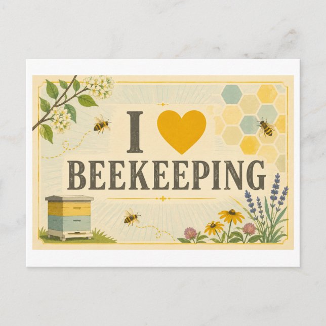 "I [Heart] Beekeeping" Postcard (Front)