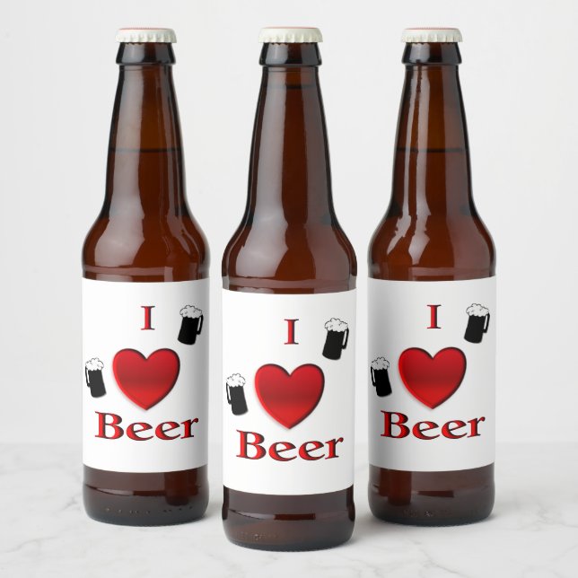 I Heart Beer Design Bottle Label (Bottles)