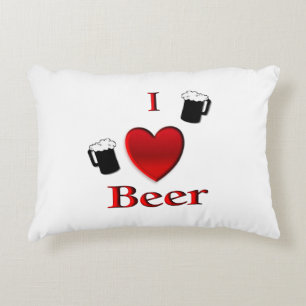 I Heart Beer Design Decorative Cushion
