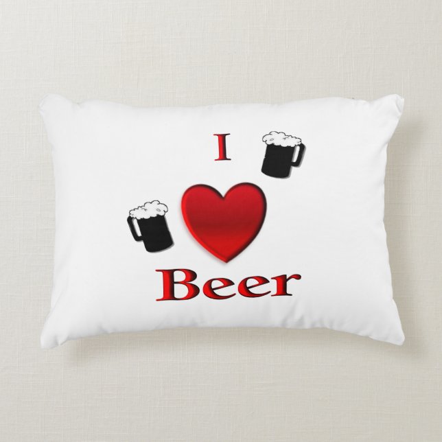 I Heart Beer Design Decorative Cushion (Front)