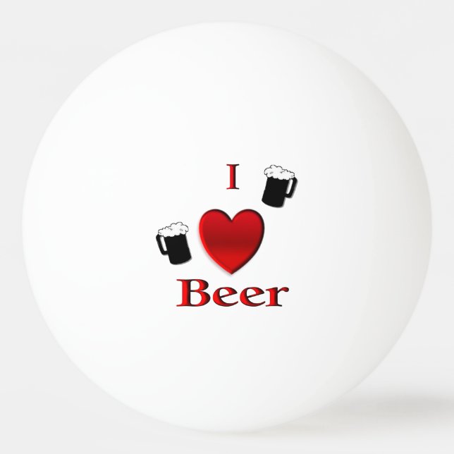 I Heart Beer Design Ping Pong Ball (Front)