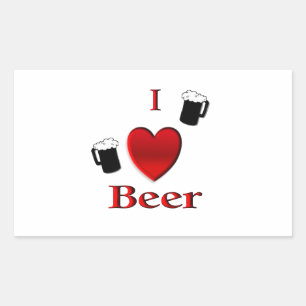 I Heart Beer Design Rectangular Sticker