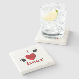 I Heart Beer Design Stone Coaster