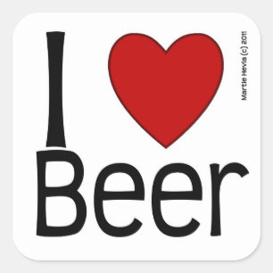 I Heart Beer Square Sticker