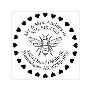 I Heart Bees Personal Contact Self-inking Stamp