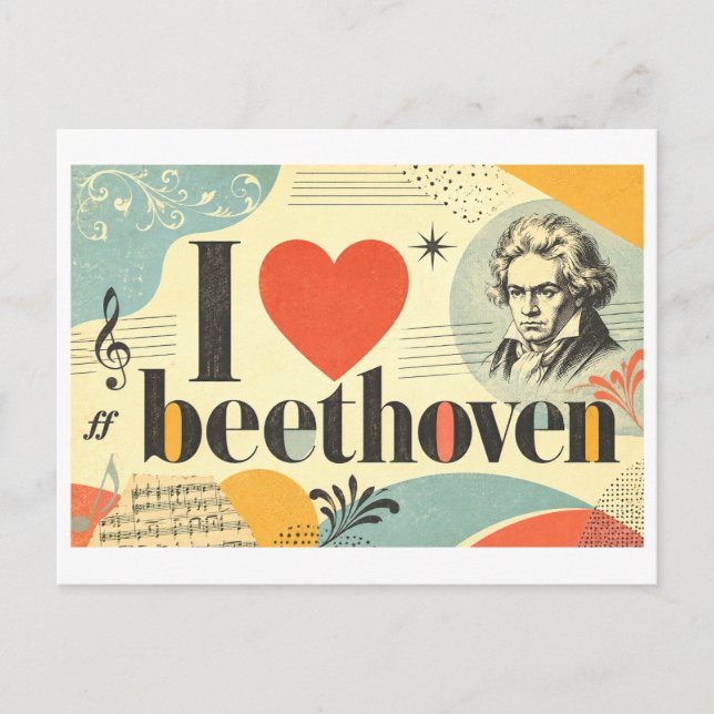 "I [Heart] Beethoven" Postcard (Front)