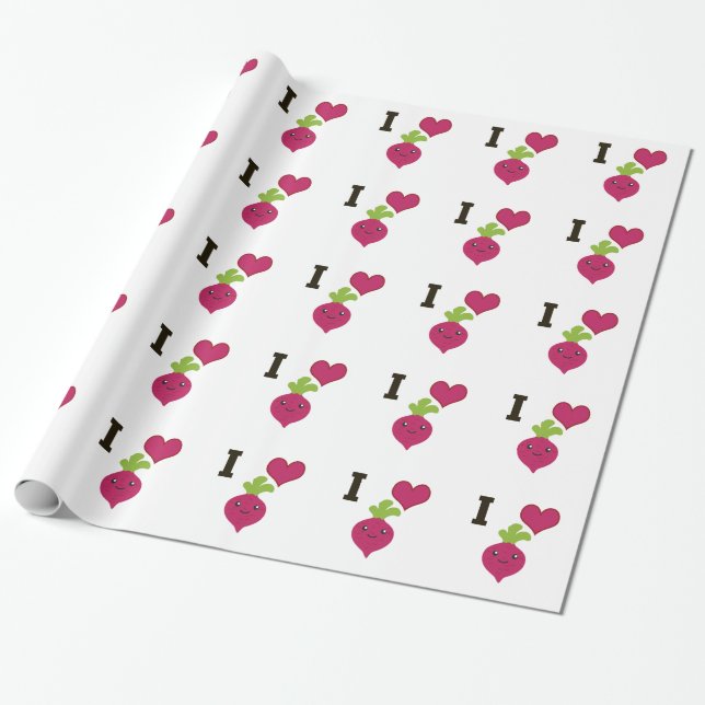 I Heart Beets Wrapping Paper (Unrolled)