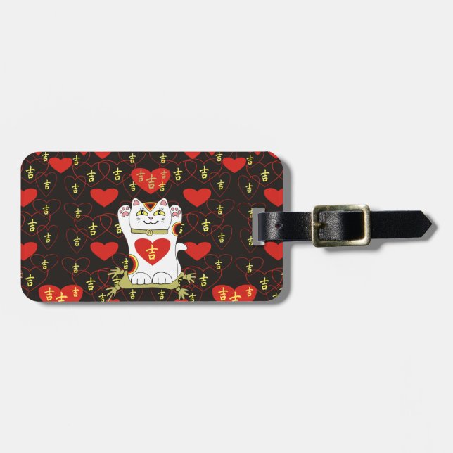 I Heart Being Lucky in Black Luggage Tag (Front Horizontal)