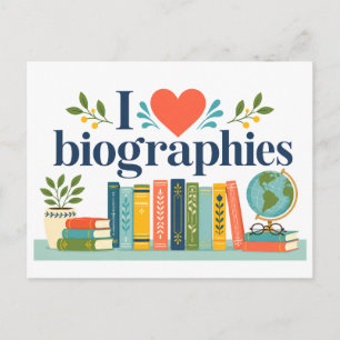 "I [Heart] Biographies" Postcard