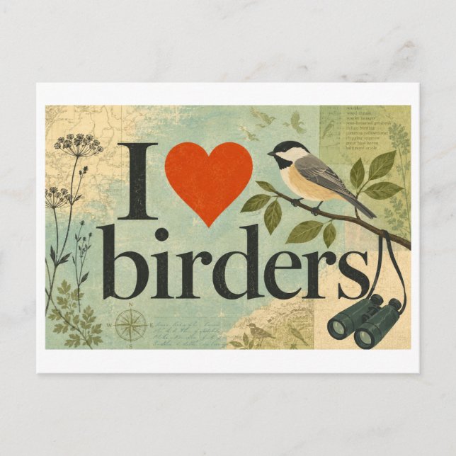 "I [Heart] Birders" Postcard (Front)