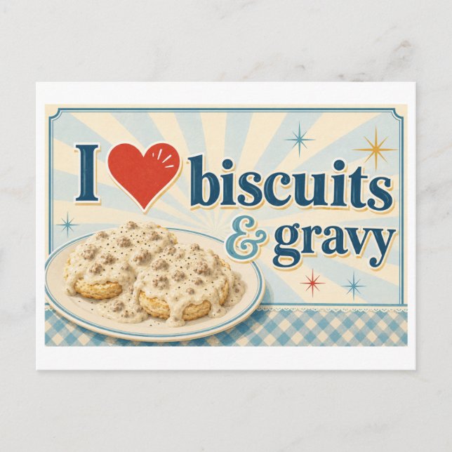 "I [Heart] Biscuits & Gravy" Postcard (Front)