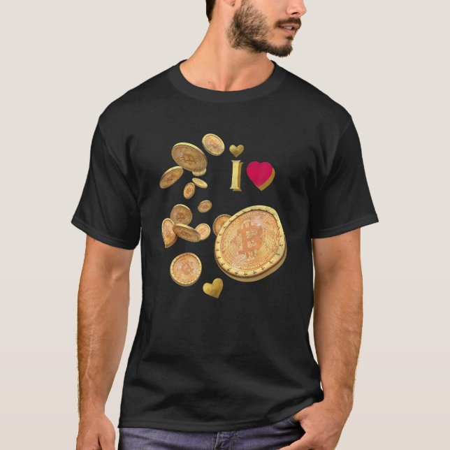 I Heart Bitcoin Trader Miner Crypto Meme Coin Toke T-Shirt (Front)