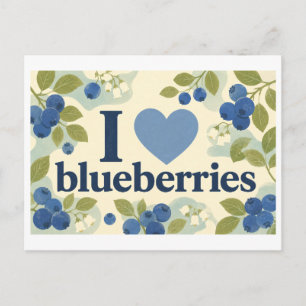 "I [Heart] Blueberries" Postcard