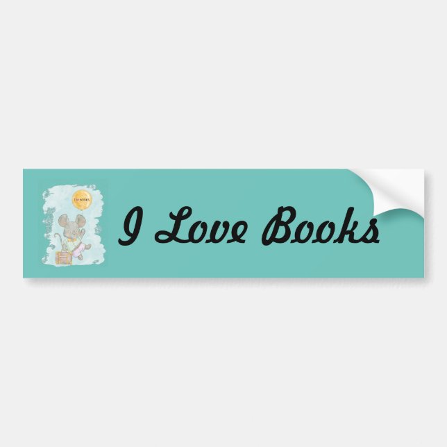 I Heart Books Mouse Bumper Sticker (Front)