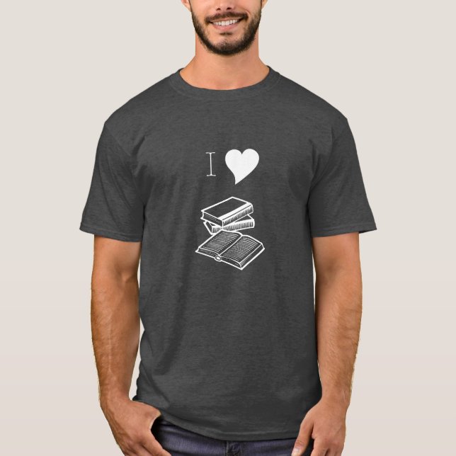I Heart Books Reader Writer Librarian Gift T-Shirt (Front)