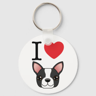 I Heart Boston Terriers Key Ring