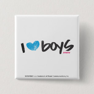 I Heart Boys Aqua 15 Cm Square Badge