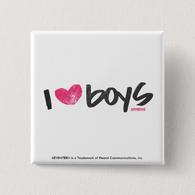 I Heart Boys Magenta 15 Cm Square Badge (Front)