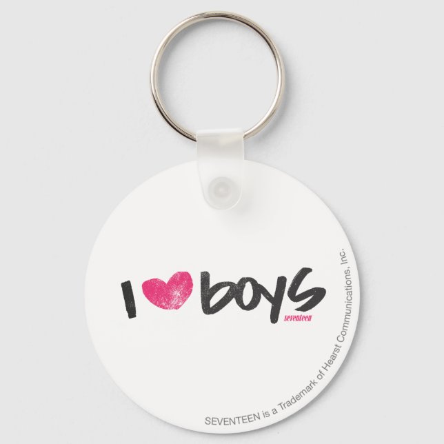 I Heart Boys Magenta Key Ring (Front)