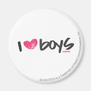 I Heart Boys Magenta Magnet