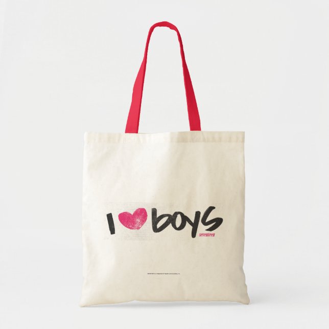 I Heart Boys Magenta Tote Bag (Front)