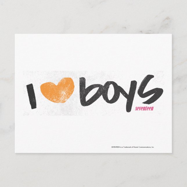 I Heart Boys Orange Postcard (Front)
