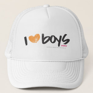 I Heart Boys Orange Trucker Hat