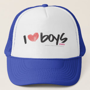 I Heart Boys Pink Trucker Hat