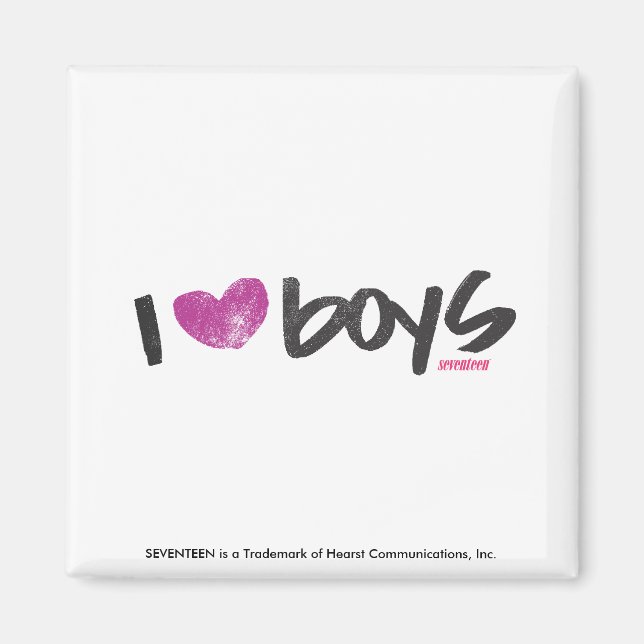 I Heart Boys Purple Magnet (Front)