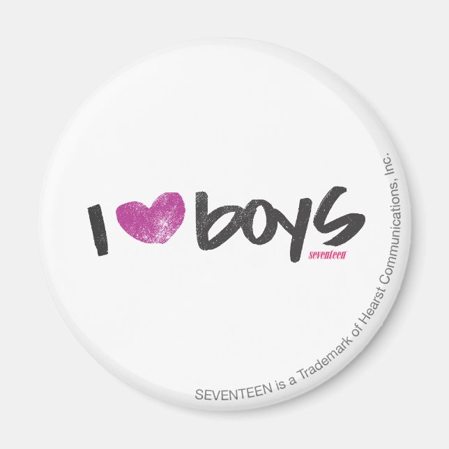 I Heart Boys Purple Magnet (Front)