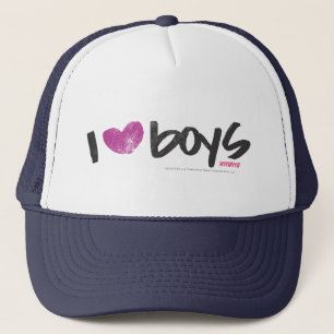 I Heart Boys Purple Trucker Hat