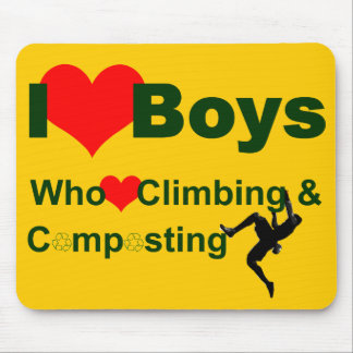 I heart boys who heart climbing and composting mouse pad