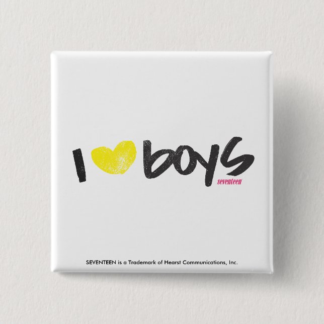 I Heart Boys Yellow 15 Cm Square Badge (Front)