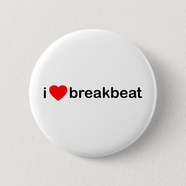 I Heart Breakbeat 6 Cm Round Badge (Front)